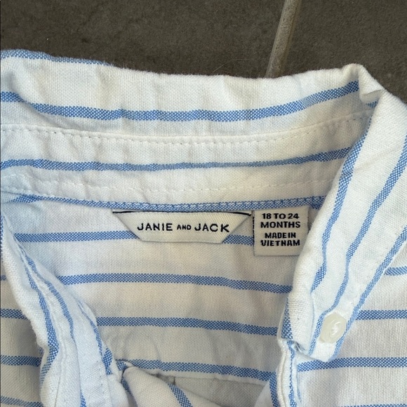 Janie and Jack White and Blue Striped Button Down Shirt - Picture 2 of 7